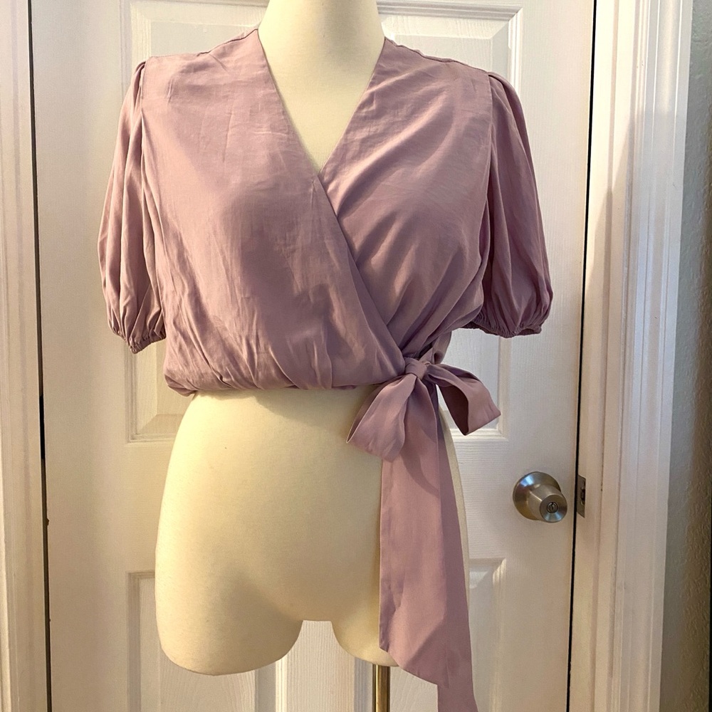 Chic Lavender Wrap Blouse